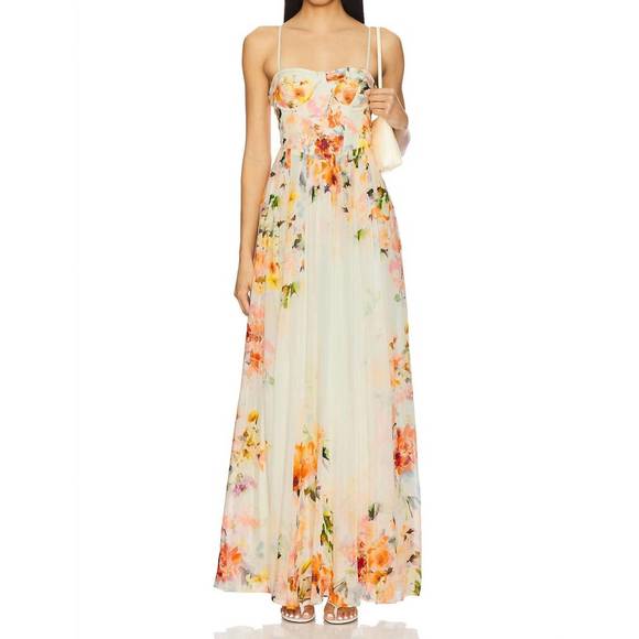 NEW HEMANT & NANDITA saba long dress in ivory floral